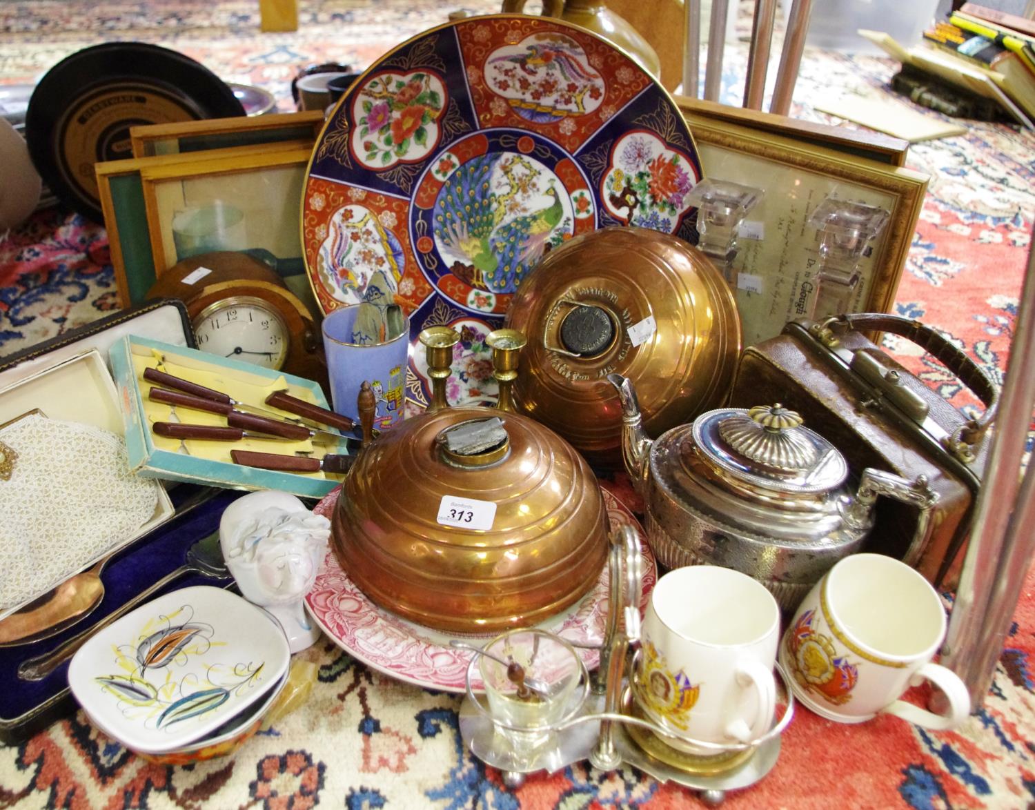 Boxes & Objects - a late 19th century vanity case; a mahogany mantel clock, Murgatroyd & Horsfall,