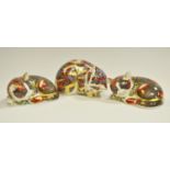 A pair of Royal Crown Derby paperweights - Catnip Kitten, Collector's Guild Exclusive,