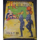 Poster Design - a large early 20th century pantomime rehearsal at the YMCA, Fargate,