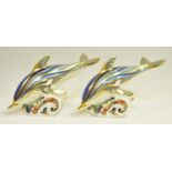 A pair of Royal Crown Derby The Striped Dolphin by Sue Rowe, commissioned by Connaught House,