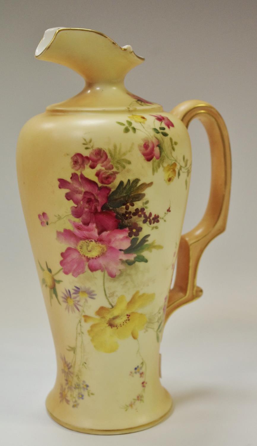 A Royal Worcester blush ivory ewer, puce mark to base RdNo209440 c.