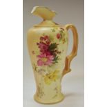 A Royal Worcester blush ivory ewer, puce mark to base RdNo209440 c.