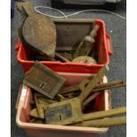 A collection of vintage hand tools, and agricultural and workshop requisites,