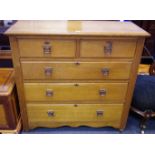 An Art Deco chest of two short over three long drawers,