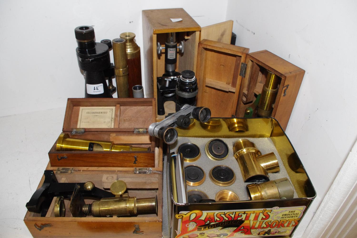 Scientific Instruments - a Victorian mahogany cased students microscope; another; other microscopes;