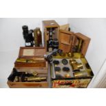 Scientific Instruments - a Victorian mahogany cased students microscope; another; other microscopes;