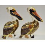 Two Royal Crown Derby paperweights, Hadleigh brown pelican, one first the other second quality,