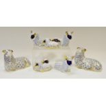 The Royal Crown Derby sheep paperweights, printed marks to base,