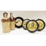 Three mounted Pratt Ware lids; Crys of London; a mounted stipple miniature of a cherub;