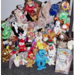 Tyco Beanie Babies a large quantity including Peace Bears, India, Trumpet, Scary, 2002 Holiday Bear,