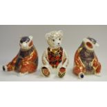 A pair of Royal Crown Derby Honey bear paperweights,