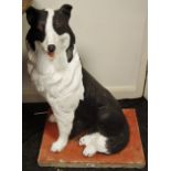 Garden ornament - a life size concrete Collie dog 72cm high