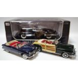 Franklin Mint 1949 Ford Convertible, blue, red interior,