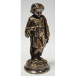 A 19th century silver plated Grand Tour figure of a young boy holding wheat sheath c.