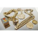 Silver - bracelets, micro Masonic pill box; St Christopher pendants,