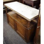 A Victorian oak kitchen buffet/cabinet, marble top, c.