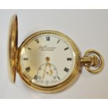 A 9ct gold half hunter pocket watch by H.