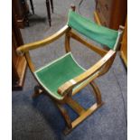 A X-frame oak chair