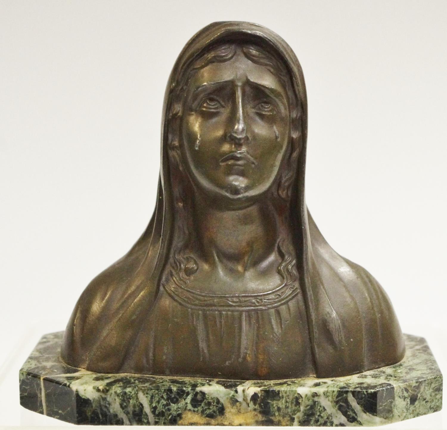 A 19th century bronzed metal desk weight as a Madonna c.