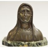 A 19th century bronzed metal desk weight as a Madonna c.