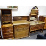 A yew veneered filing cabinet,