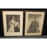 Royalty - a pair of World War One period servants' hall-type portraits, after Arthur Bentley