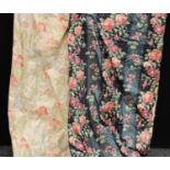 Textiles - Laura Ashley vintage glazed cotton floral curtain; Sanderson glazed cotton curtain,