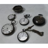 A silver open face pocket watch, London 1876; a silver lady's open face pocket watch and stand;