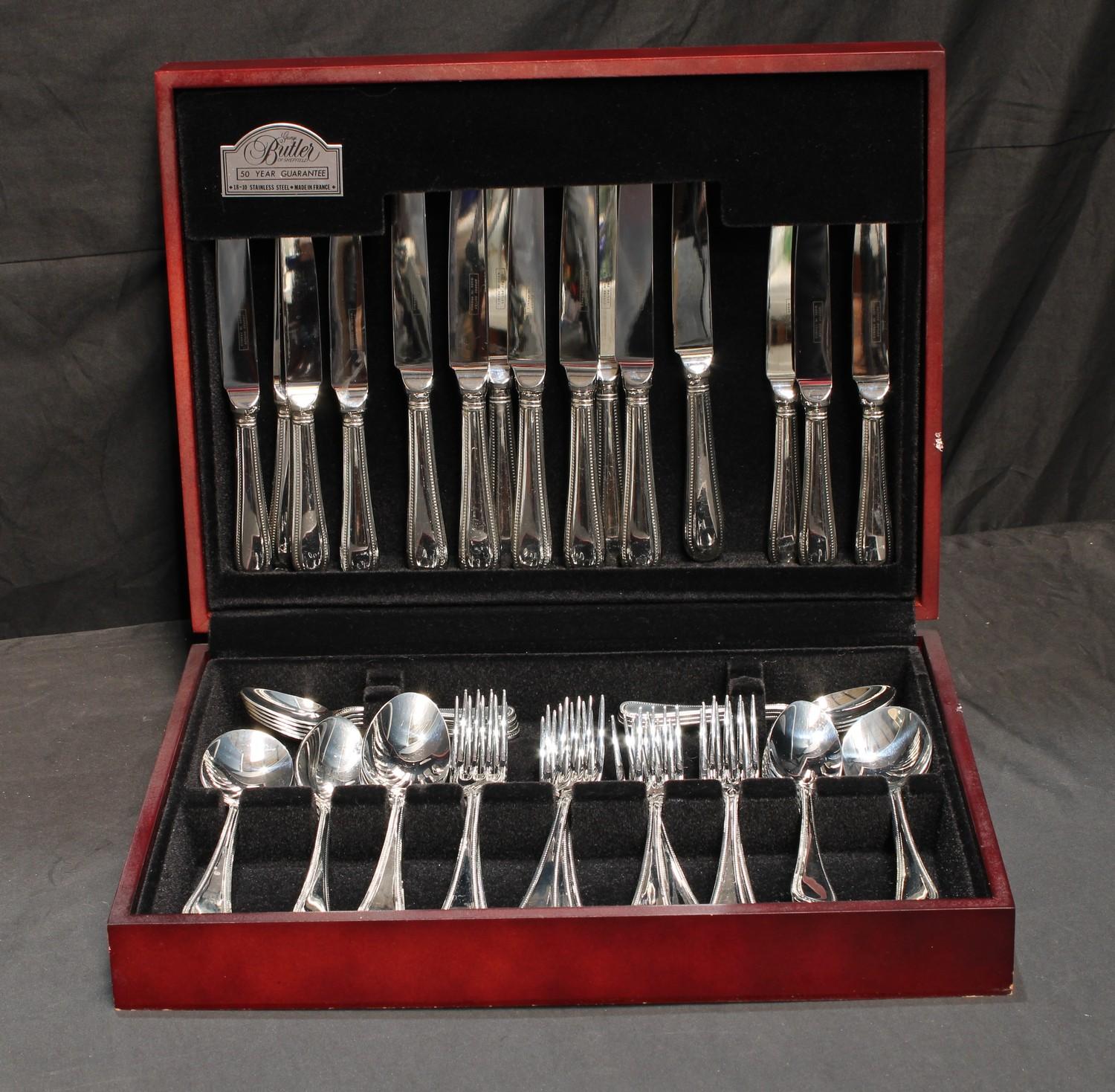 A George Butler of Sheffield electroplated canteen of flatware for eight, cased