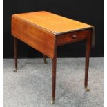 A George III mahogany Pembroke table, tapered square legs, brass casters, 91cm long