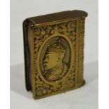 A brass vesta case, as a book, Long Live The King