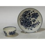 A Worcester Fence pattern miniature pattern tea bowl and saucer, decorated in underglaze blue with