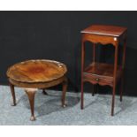 A 'George III' mahogany washstand; a Queen Anne design low occasional table (2)