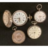 a late 19th century continental white metal hunter cased pocket watch, others sterling silver. 800