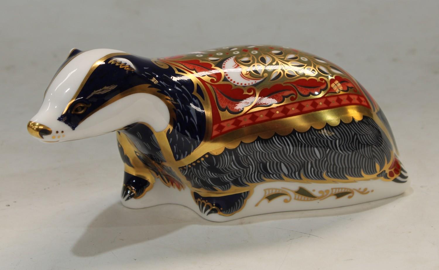 A Royal Crown Derby paperweight, Moonlight Badger, Collector'sGuild exclusive, gold stopper, boxed - Image 2 of 2