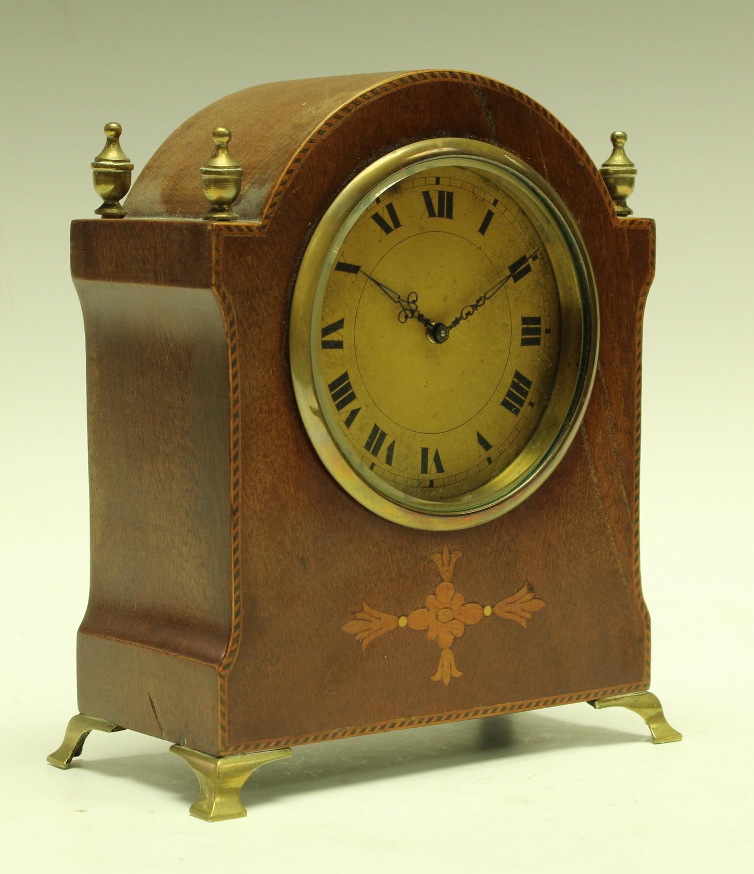 An Edwardian mahogany inlaid mantel clock - Image 2 of 2