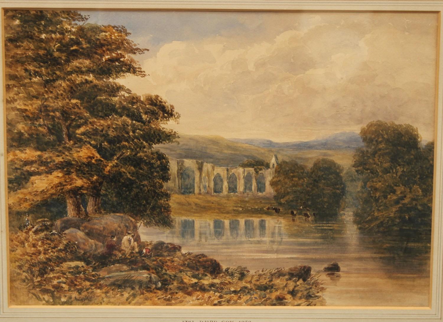 David Cox (1783-1859) Bolton Abbey and the River Wharfe, Yorkshire signed, watercolour, 26.5cm x - Image 2 of 2