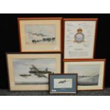 Aviation - Rob Smith Minder, Spitfire/Lancaster signed, dated '84, watercolour, 35cm x 52cm; another