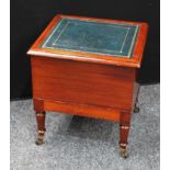 A 'Victorian' mahogany combination box on stand/library step, hinged rectangular top enclosing a