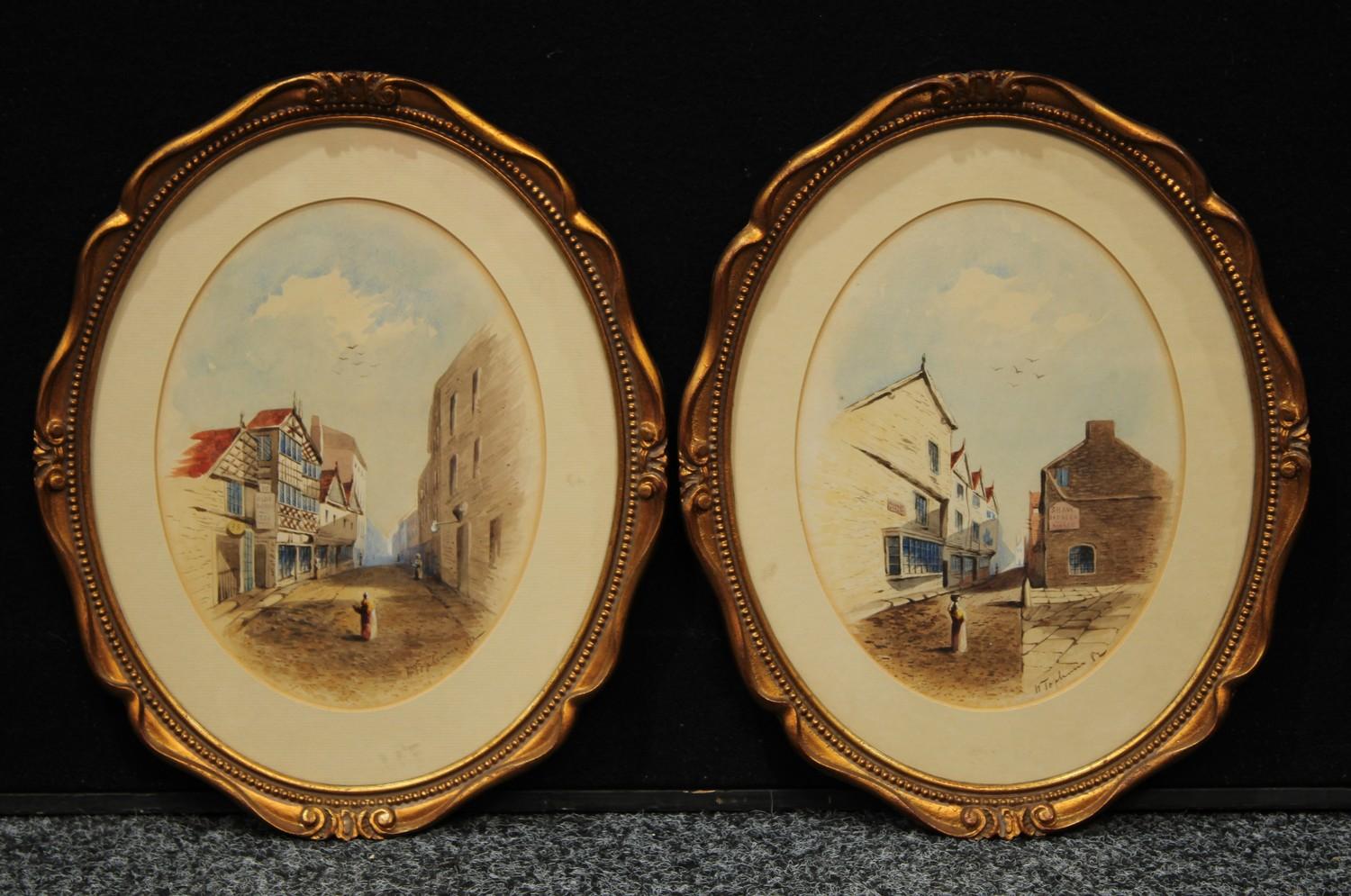 W. Topham (late 19th century) A pair, The High Street ovals, signed, dated 82, watercolours, 22.