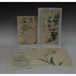 Japanese School (Meiji period) Study of Lily red two-character seal mark, monochrome wash on