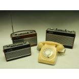 A Roberts radio, R608-MB; others, a Roberts R505 and Roberts Rambler II; a 1960's GPO telephone,