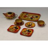 A Walt Disney Series Happynak productions tin plate miniature tea for two on tray, printed with