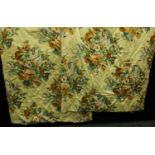Textiles - a large pair of glazed cotton interlined floral curtains