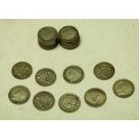 Coins - a quantity of pre-1947 'silver' threepence pieces (approx 30)