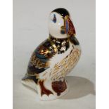 A Royal Crown Derby paperweight, Puffin, printed marks to base, gold stopper, unboxed