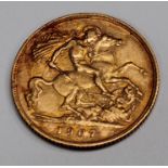 A gold half sovereign 1907.