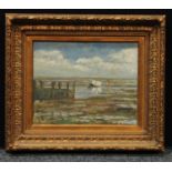 Impressionist School (19th century) A Rowing Boat Abandoned at the Estuary oil on canvas, 40cm x