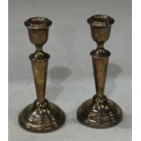 A pair of Elizabeth II silver candlesticks, London 1984