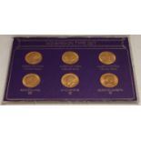 A set of six gold full sovereigns, Sovereign Type Set, Young Victoria 1881, Queen Victoria Jubilee